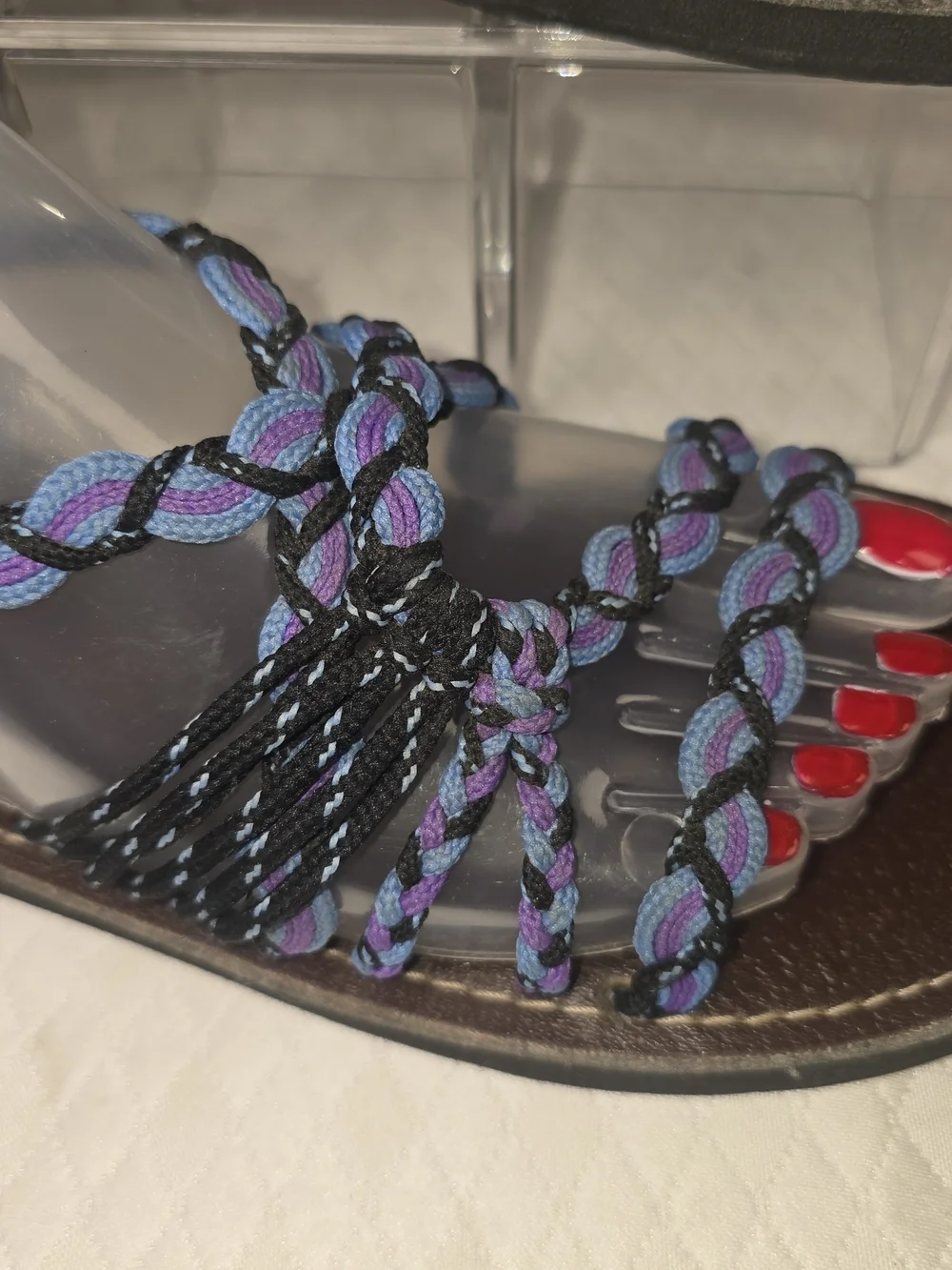 RABBIT RABBIT BRAIDED ROME SANDAL PURPLE BLACK BLUE BOHO BEACH WOMENS 39